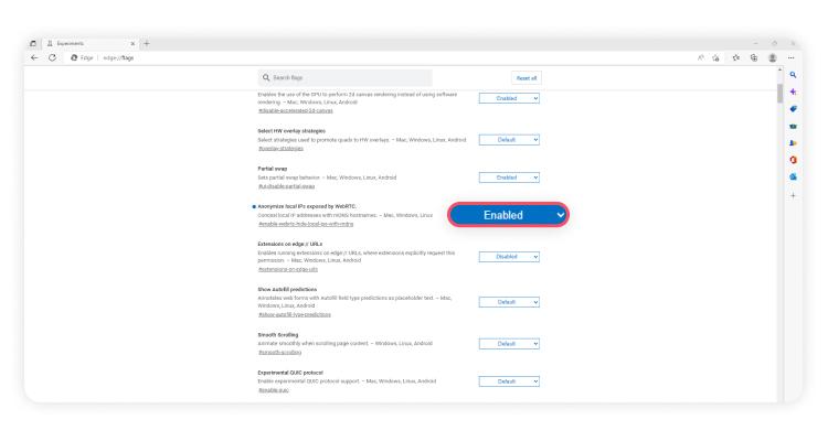 block WebRTC leaks on Edge: step 2