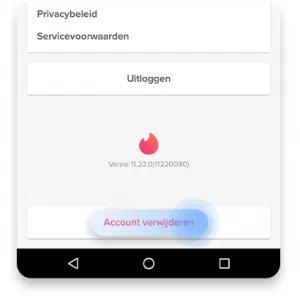 Tinder account verwijderen op Android en iPhone stap 2