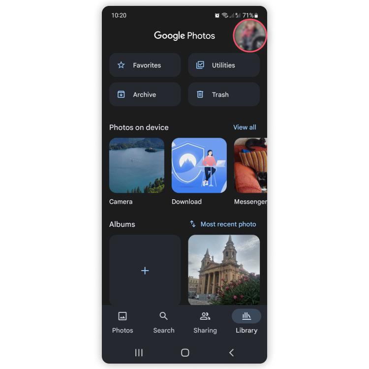 delete google photos from device: step 2