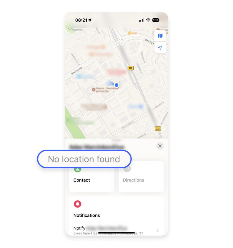 No location found error message