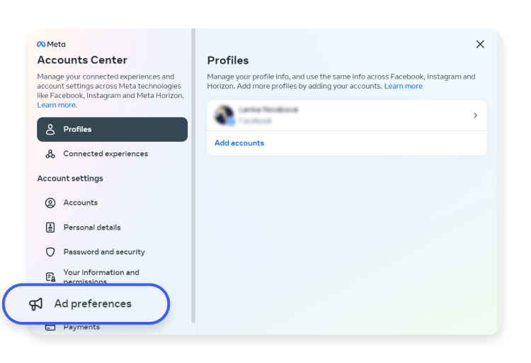 review ad preferences: step 1