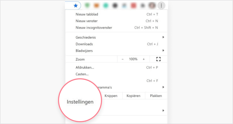 Cookies verwijderen in Chrome stap 1