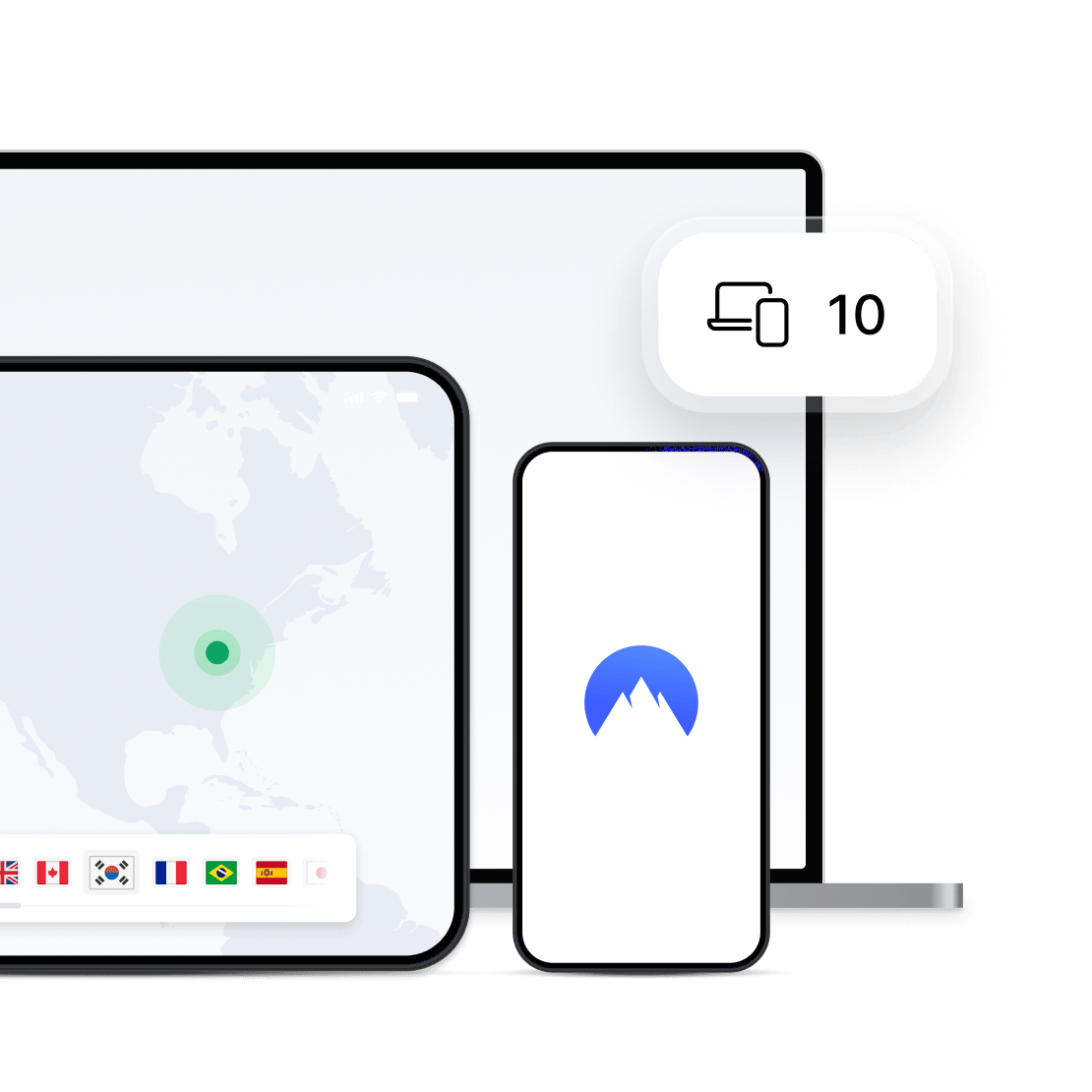 다양한 장치에서 실행 중인 NordVPN 앱