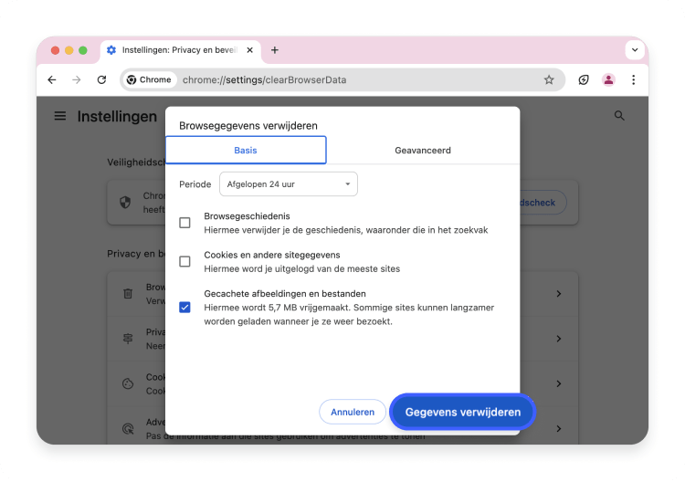 clear cookies and cached data in Chrome