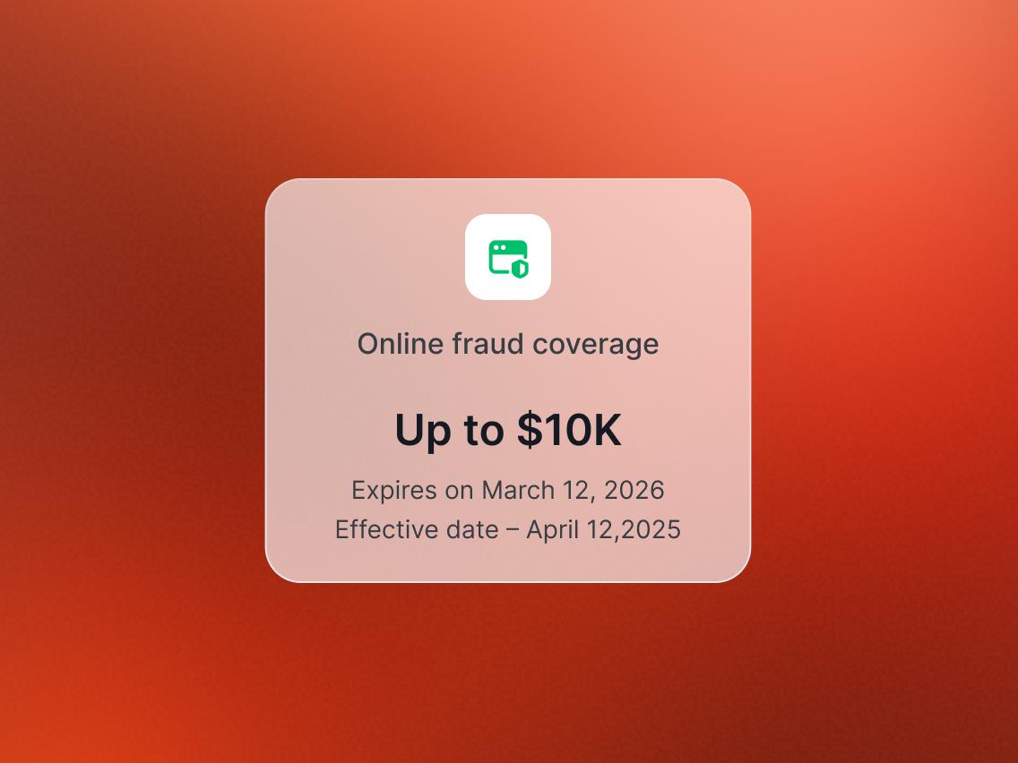 A Coveron notification which informs that the online fraud coverage has been set up successfully.
