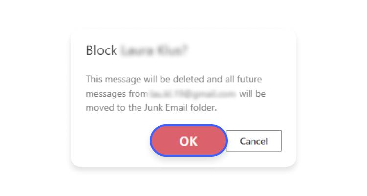 block emails in outlook or hotmail - step 4: click block