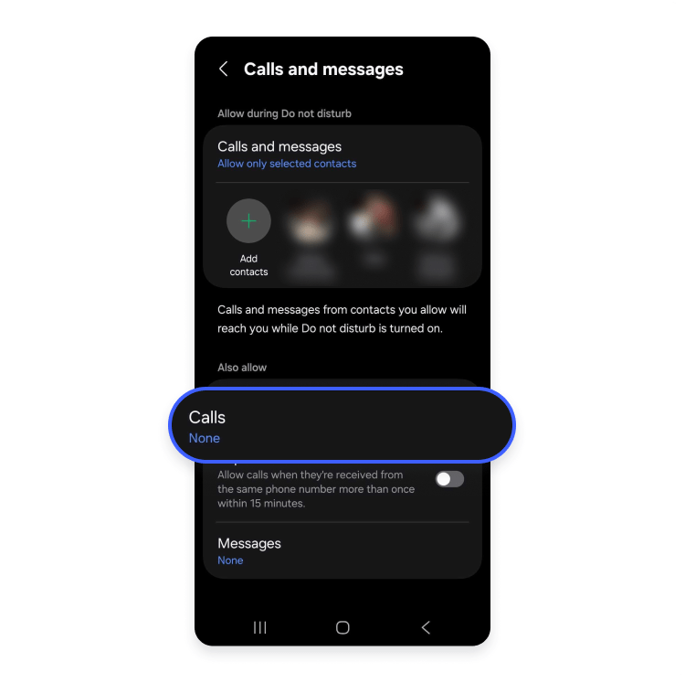 How to block restricted calls on an Android using the “Do not disturb” feature, step 4