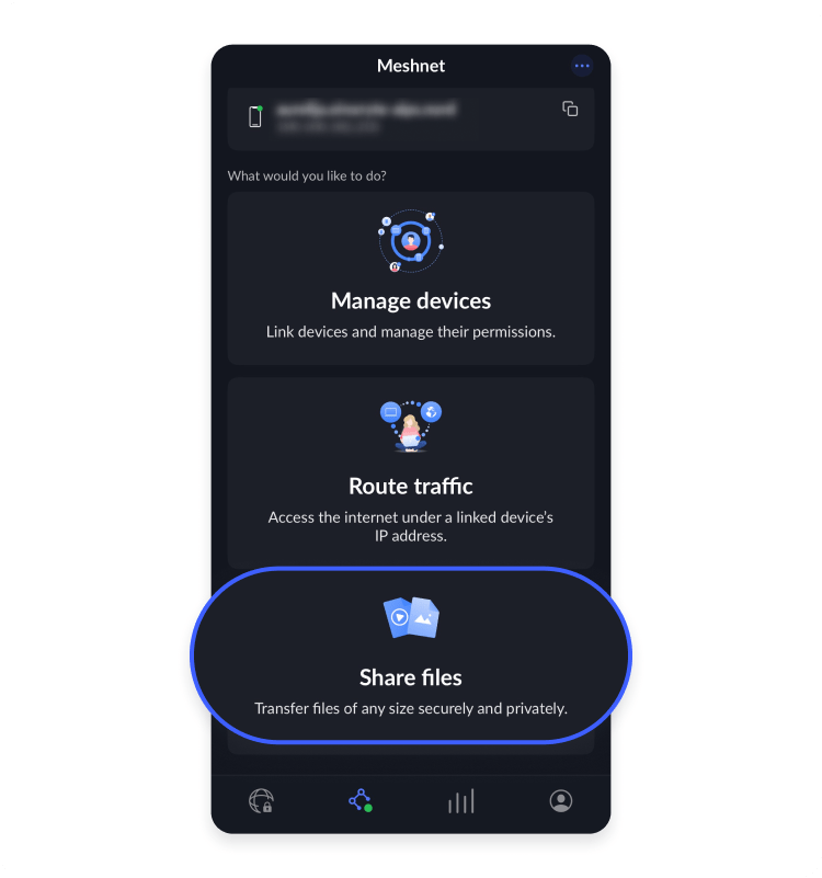 Transfer files with NordVPN&#39;s Meshnet feature: step 5