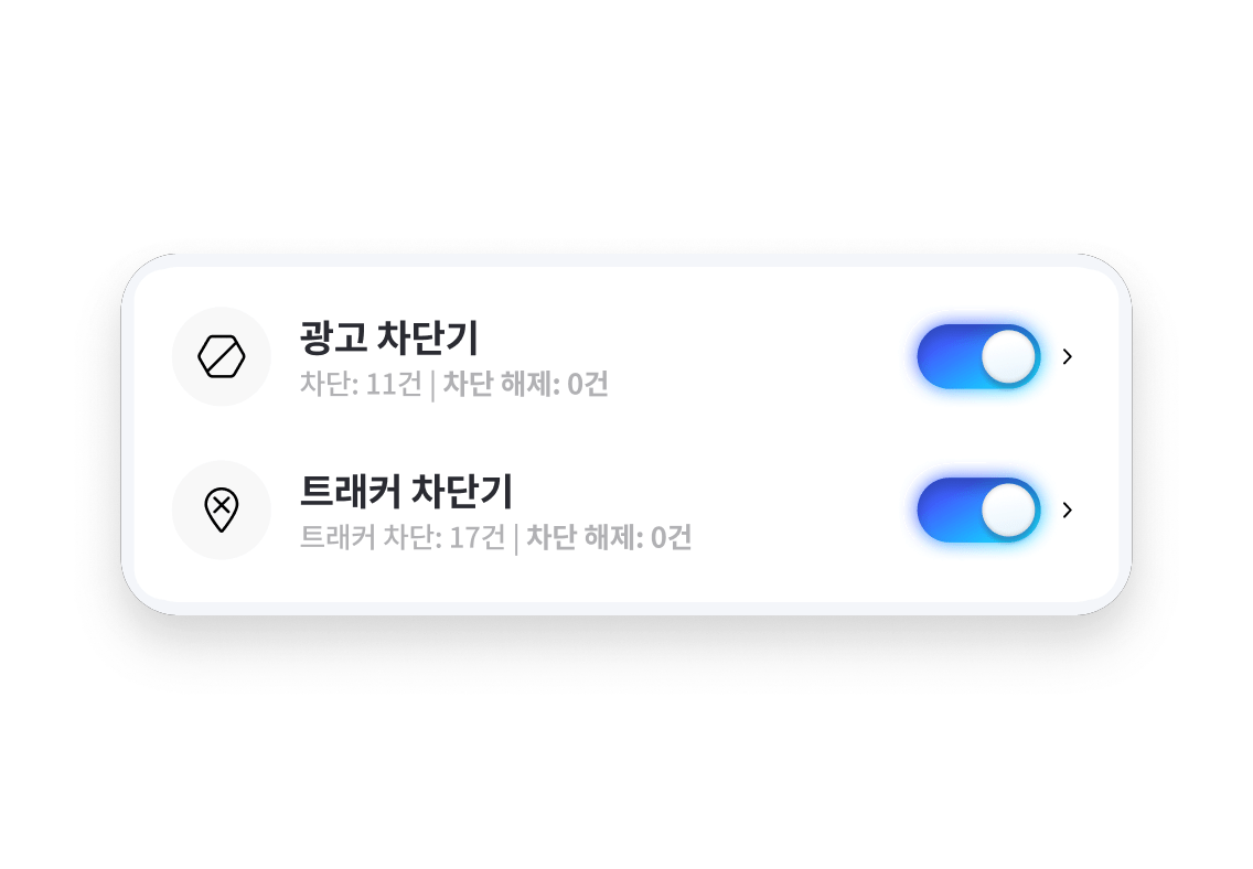 NordVPN 차세대 안티바이러스 대시보드에서 활성화된 광고 및 트래커 차단 기능.