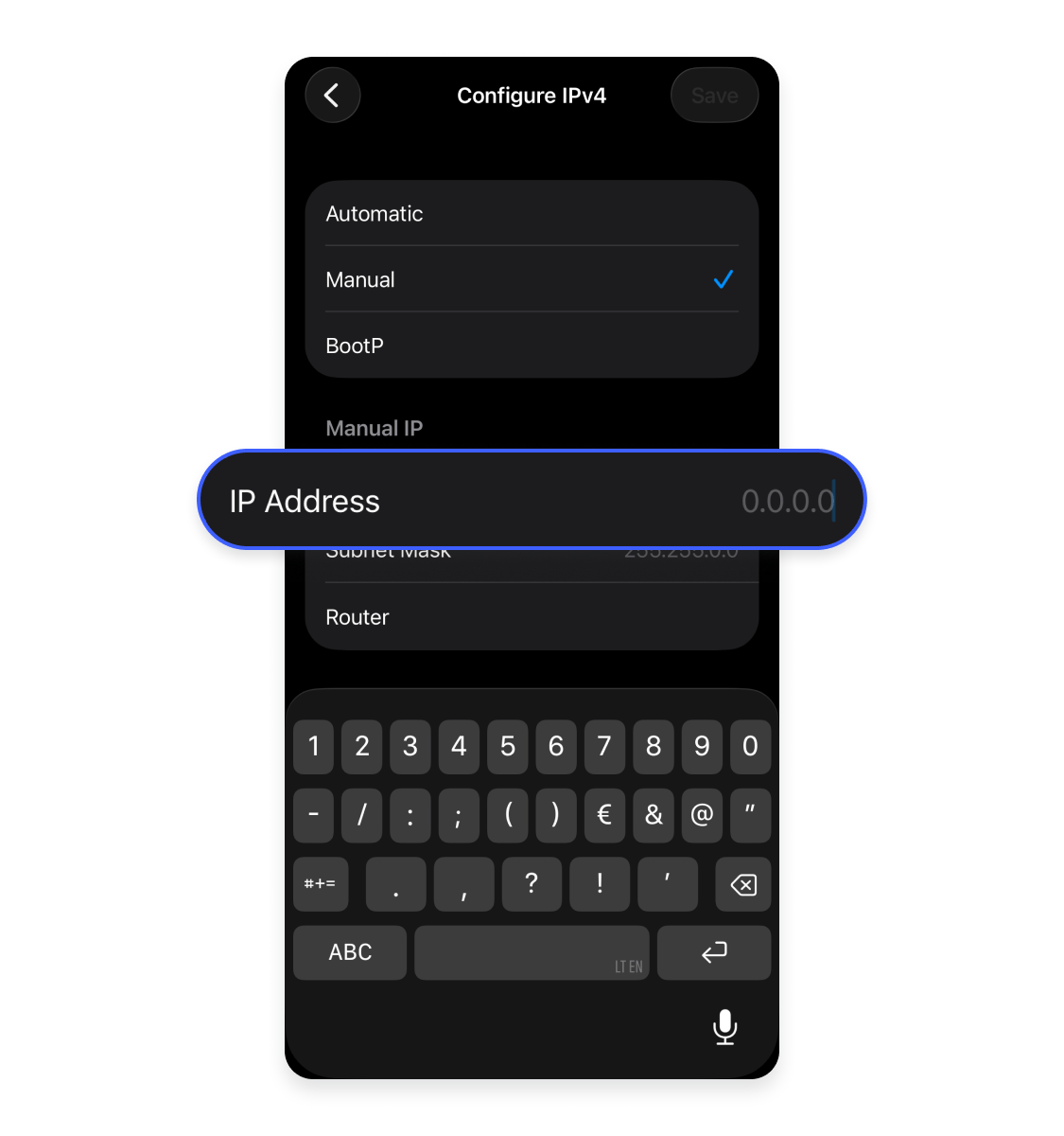 Changing IP on iOS