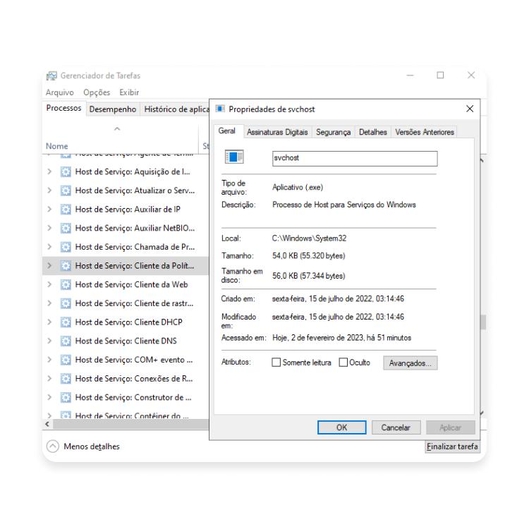 verificar se o svchost.exe em questão é um vírus disfarçado: passo nº3