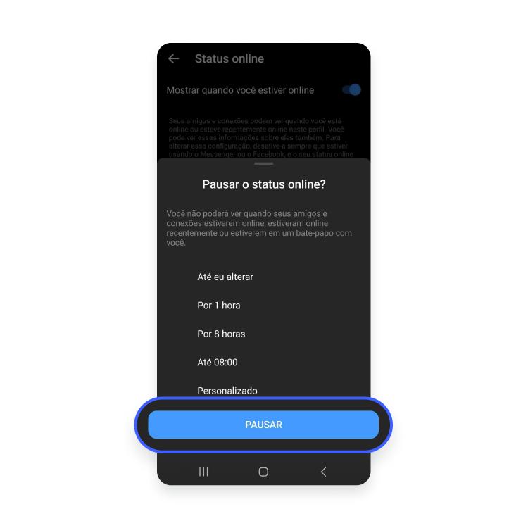 como desativar o messenger temporariamente - passo nº8 - toque pausar