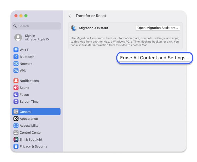 erase all content MacBook