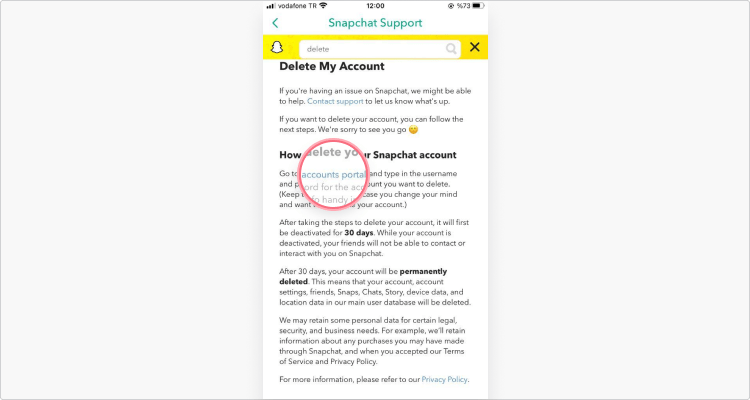 Cep Telefonundan Snapchat Hesap Kapatma Nasıl Yapılır Aşama 6