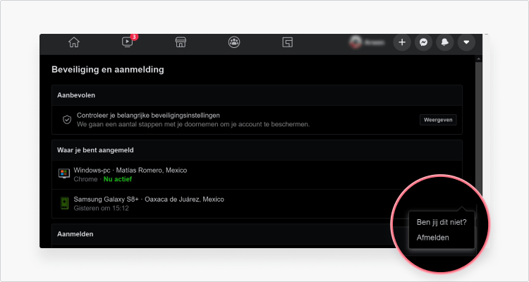 Hoe weet ik of mijn Facebook gehackt is? stap 3