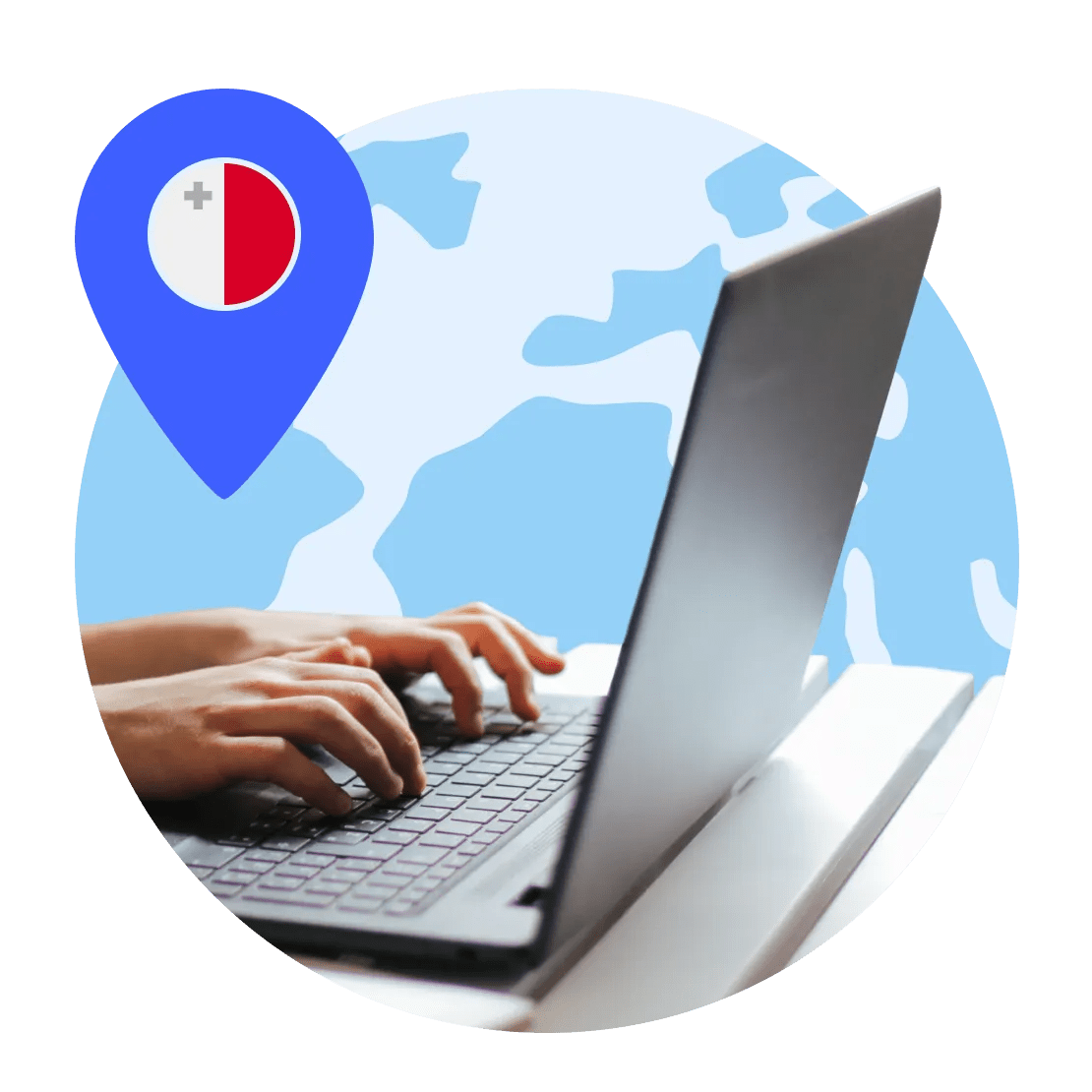 A laptop connected to Malta server.