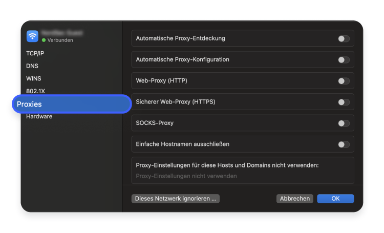 Proxyserveradresse finden Safari Schritt 3