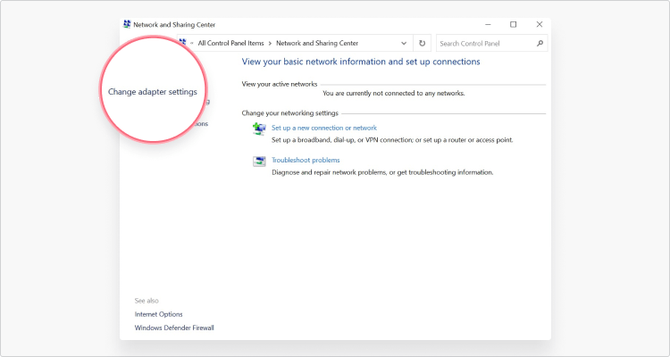 Change adapter settings