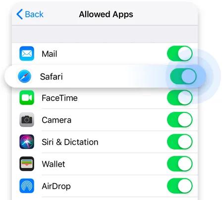Disable Safari