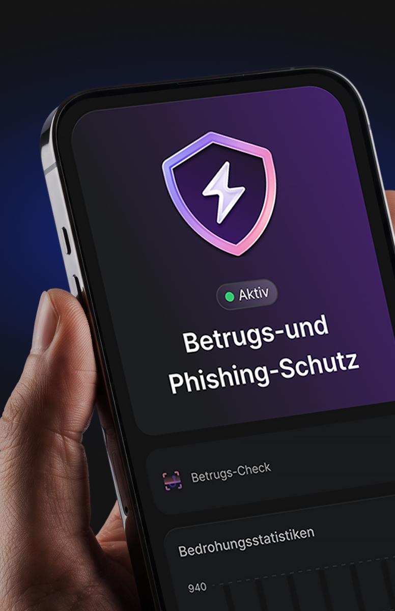 Smartphone mit hervorgehobenem Schutz vor Betrug und Phishing von NordVPN.