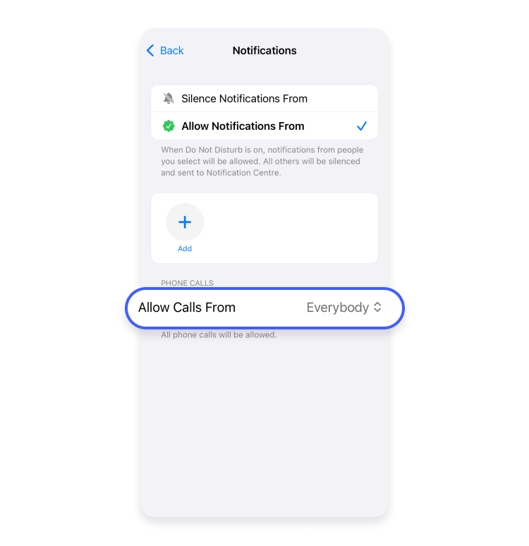 How to block restricted calls on an iPhone using the “Do not disturb” feature, step 4