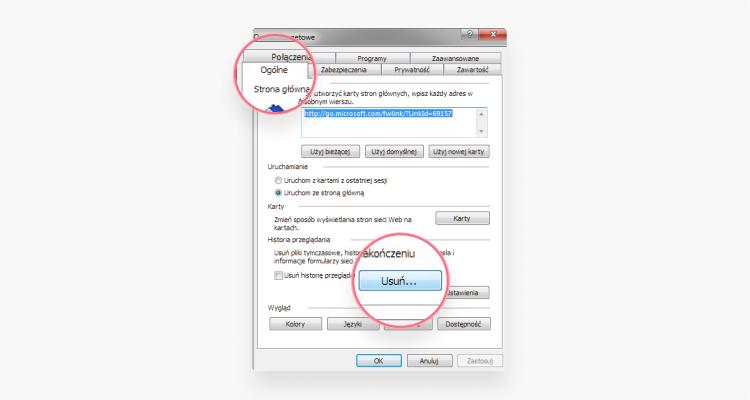 usunąć cache internet explorer: krok 3