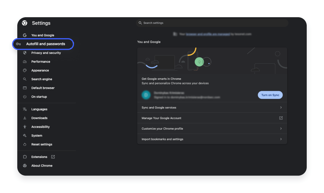 Turning off Autofill in Chrome Step 3