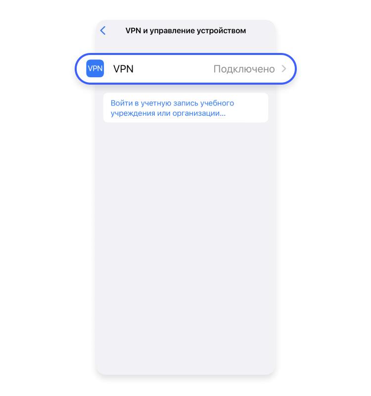 Выберите «VPN».