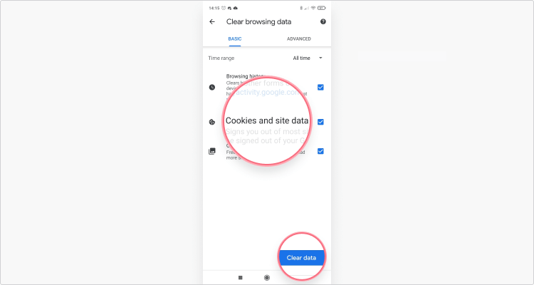 Delete cookies in Chrome Mobile