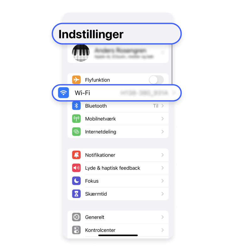 Sådan finder du SSID på iOS: Gå ind i ‘Indstillinger’ og vælg ‘Wi-Fi’