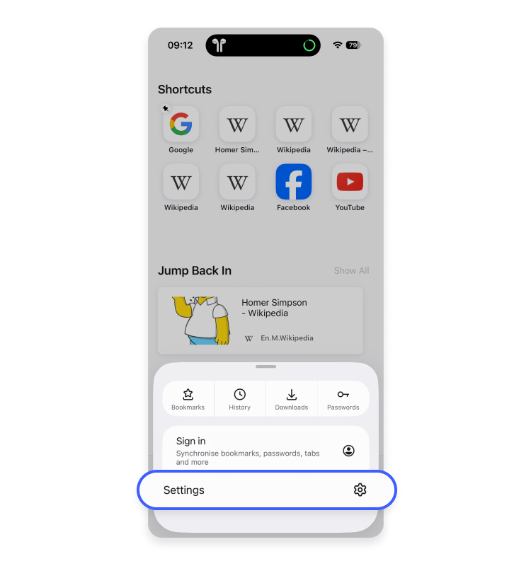 Mozilla Firefox iPhone app step 2