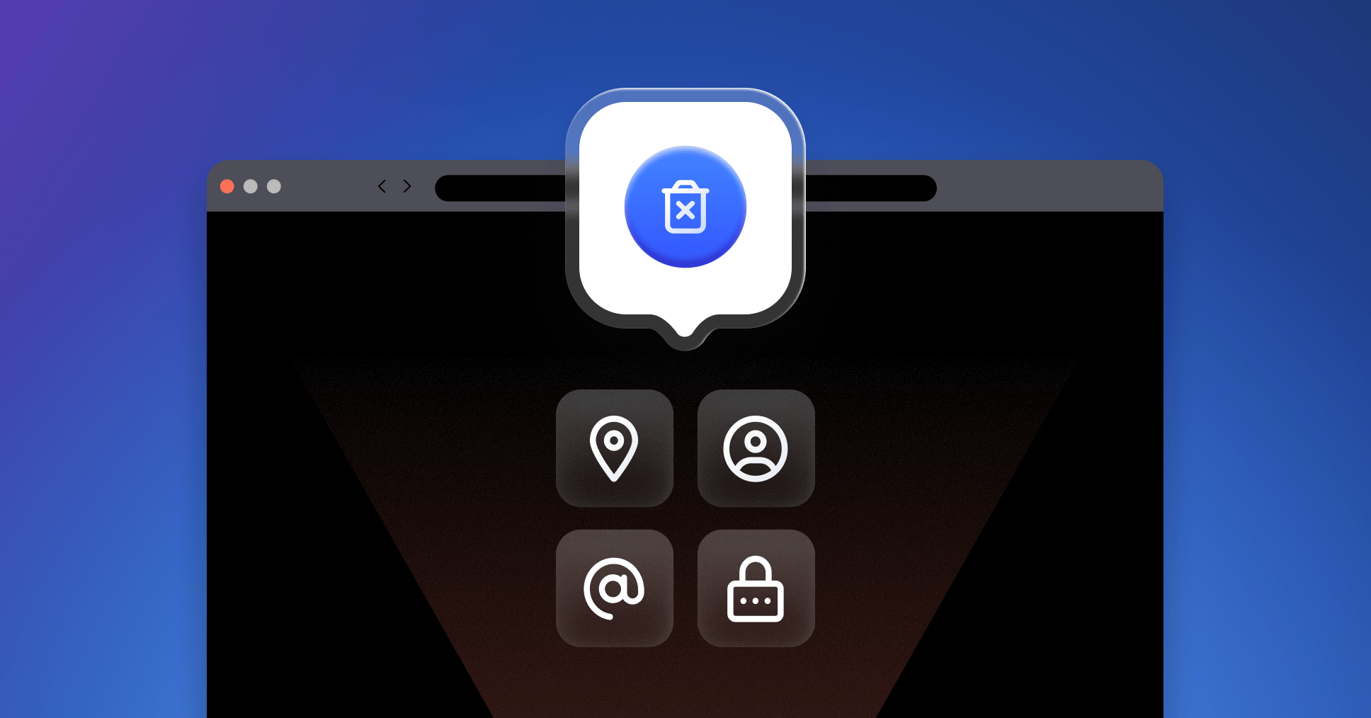 A browser window with personal data removal icons