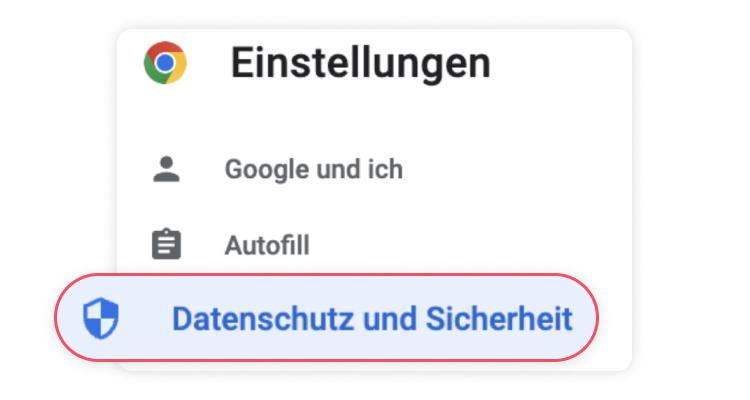 Tap Datenschutz und Sicherheit in Google Chrome aufrufen