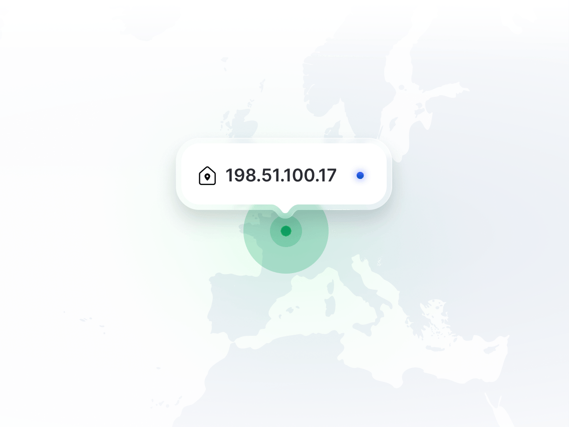 Une carte indiquant l&#39;emplacement d&#39;une adresse IP dédiée.