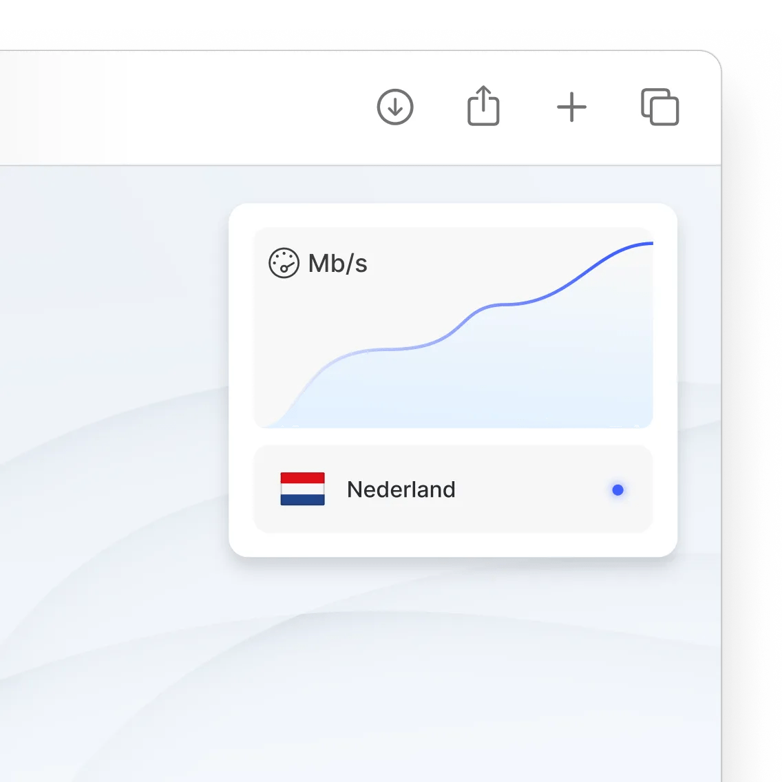 Een grafiek laat een hogere verbindingssnelheid zien bij gebruik van NordVPN in Nederland.