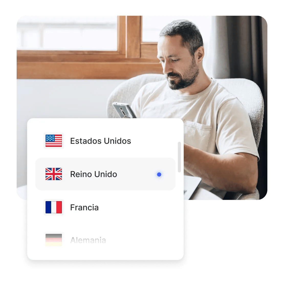 A man is browsing the news connected to a VPN server in the UK