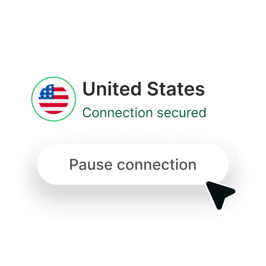 A snippet from NordVPN’s app showing how to easily pause a VPN connection.