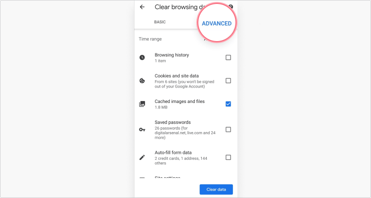 Clear Cache on Chrome Mobile