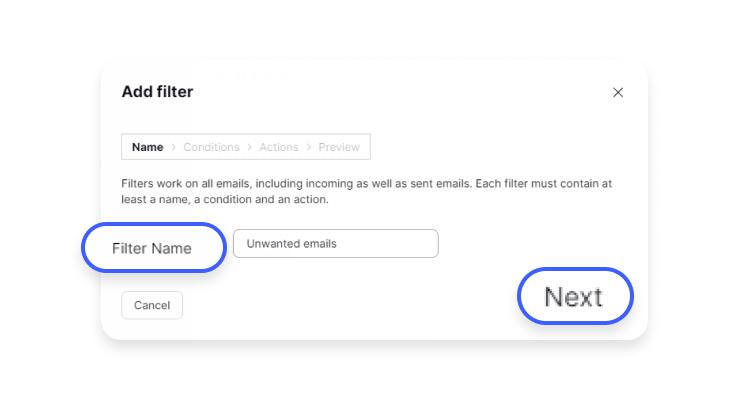 block emails in protonmail - step 6: name your filter