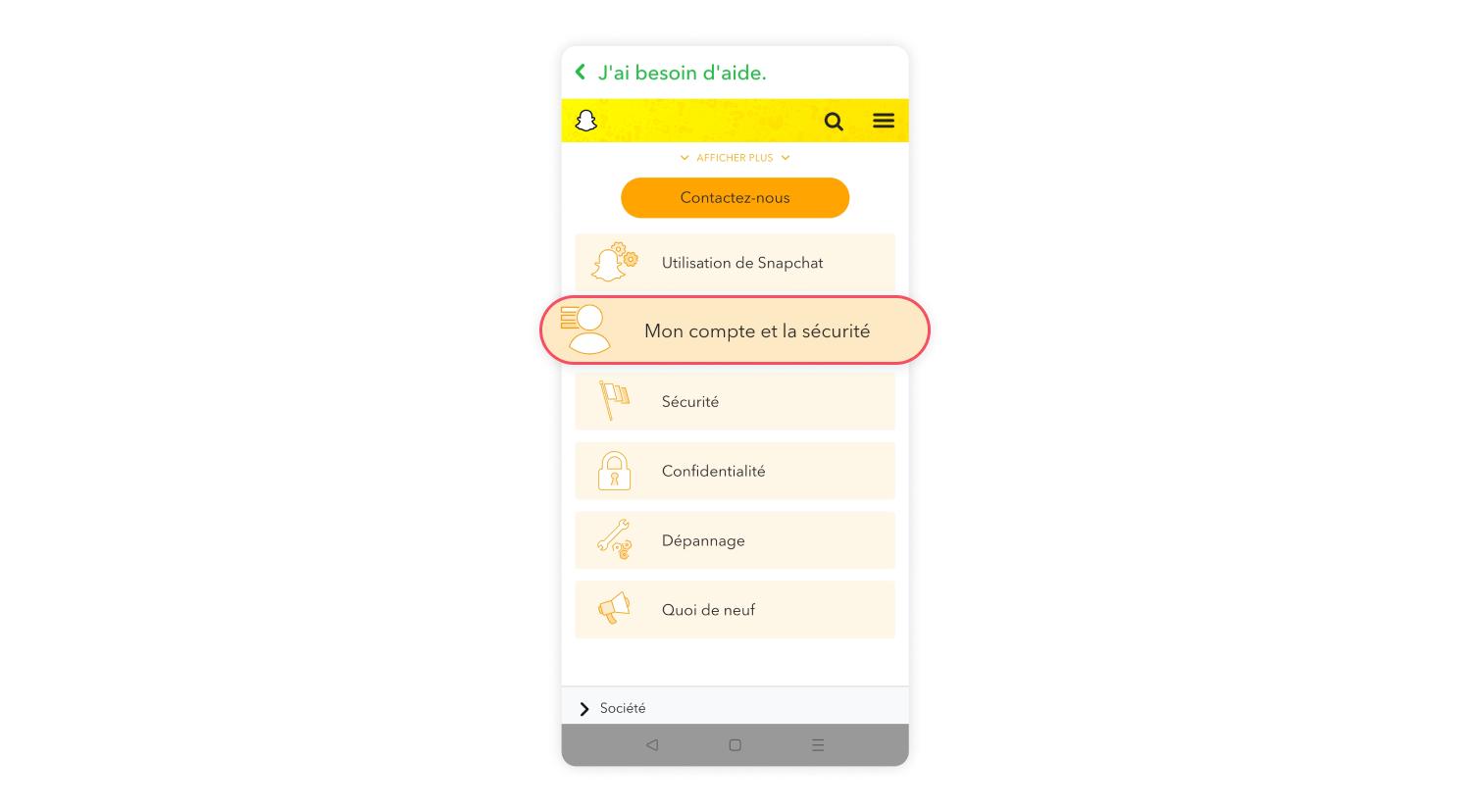 Mon compte et la sécurité