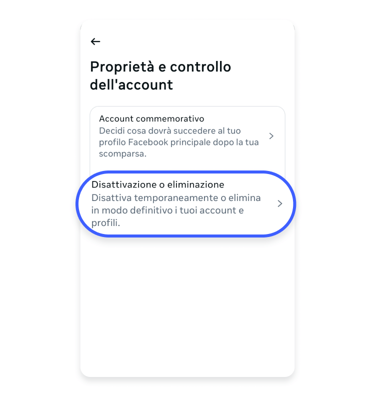 Screenshot Eliminare account Instagram cellulare #2