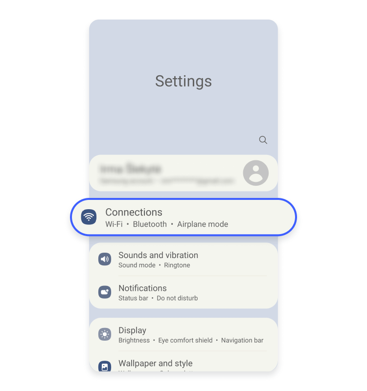 Go to Settings and tap Connections