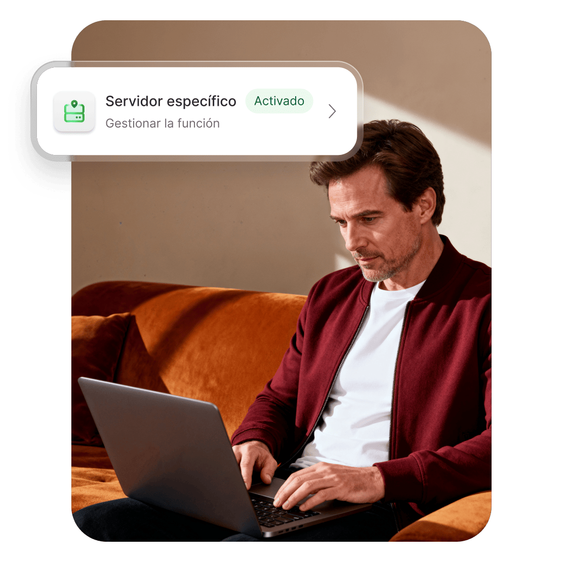A person using a dedicated IP on their laptop to access remote devices and services.