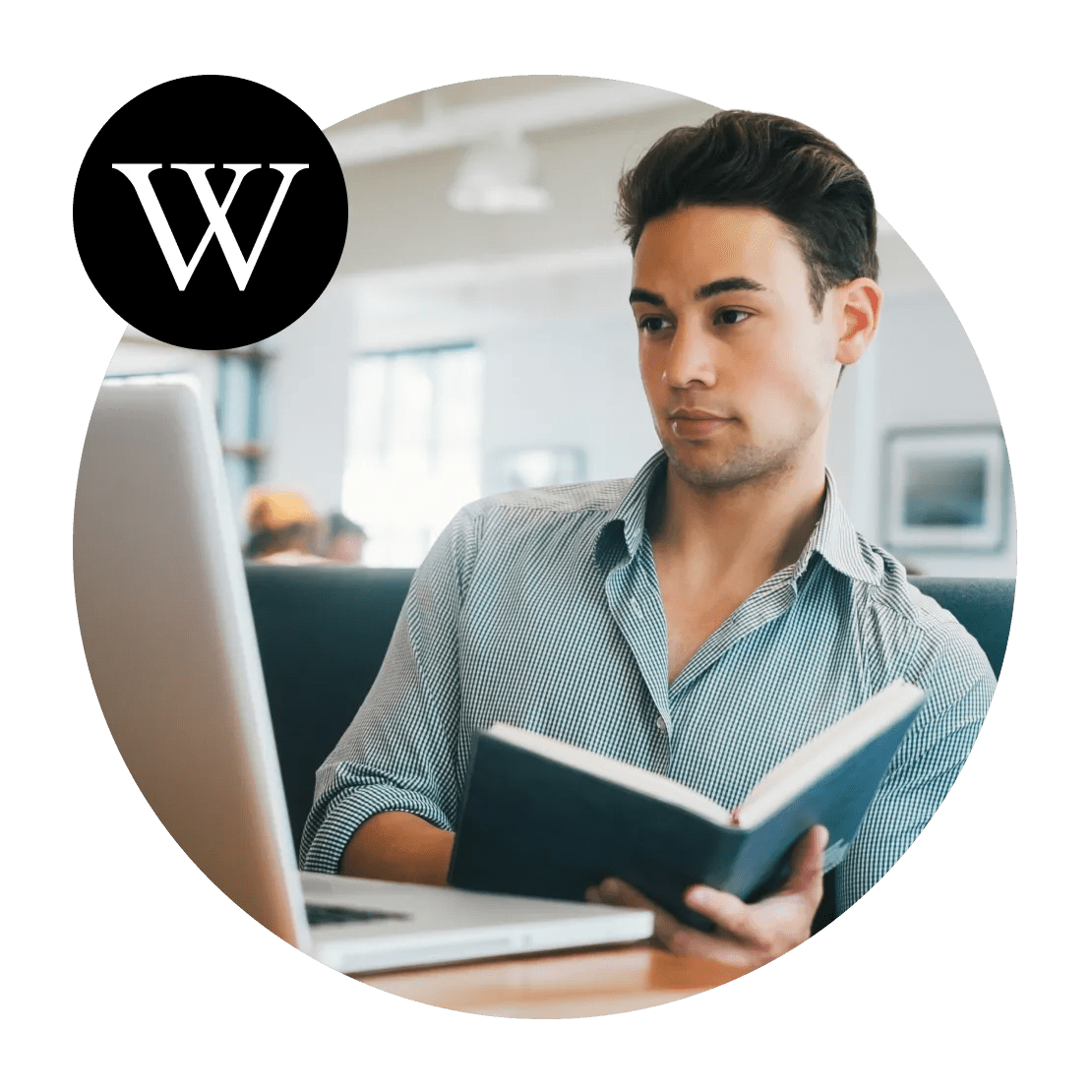 A man exploring Wikipedia with NordVPN.