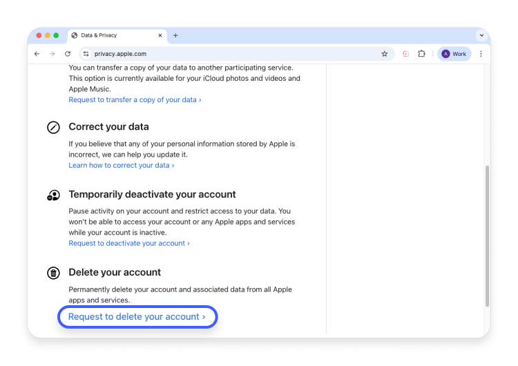 How to permanently delete an Apple ID account: Step 2