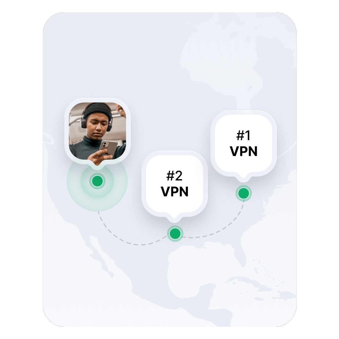 خريطة للشرق الأوسط تظهر موقعين لخوادم VPN.
