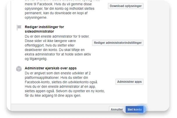 permanent sletning af facebook