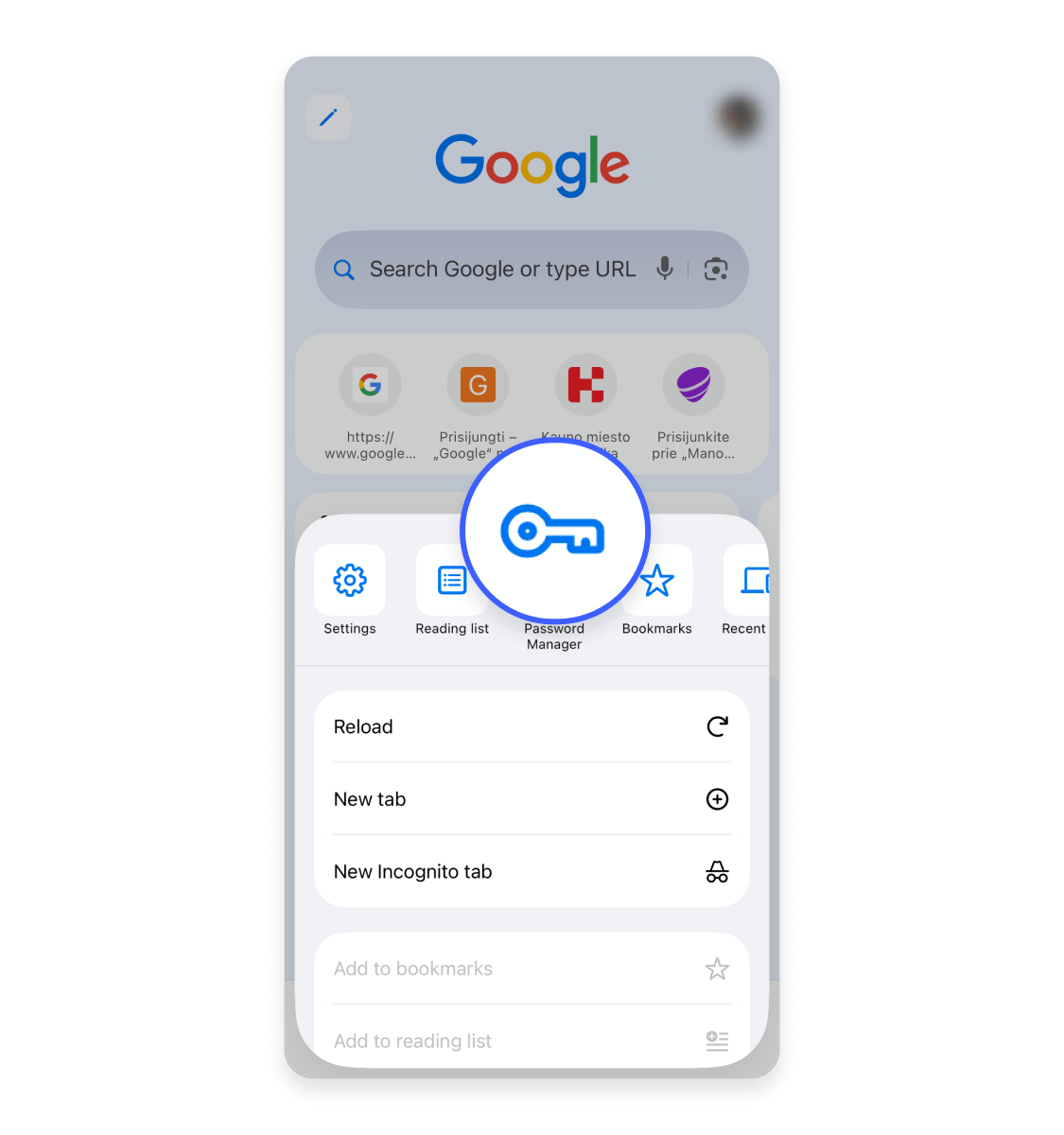 How to find saved passwords on Chrome mobile on iPhone and iPad: Step 2