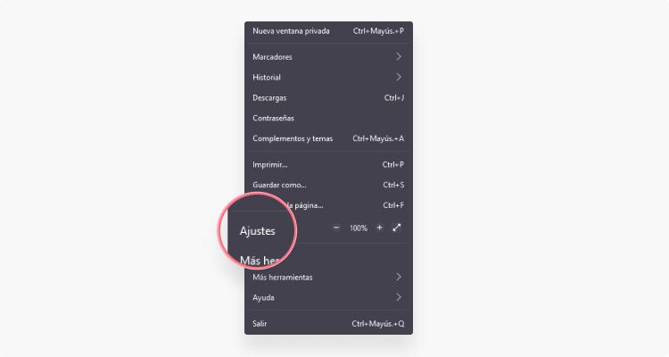 borrar cache Firefox: paso 1