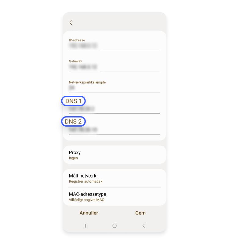 Sådan ændrer du din DNS på en Android: Rul ned til DNS 1 og DNS 2 og vælg dine ønskede DNS-adresser.